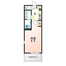 サンテラス二条 1Kの間取図画像