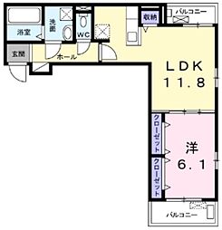 T-TOWN3 1LDKの間取図画像