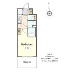 S-RESIDENCE高井田beleta 1Kの間取図画像
