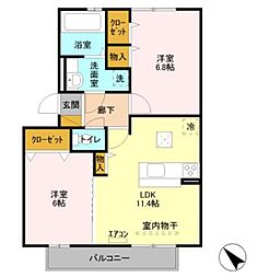 コリーヌオッツ 2LDKの間取図画像