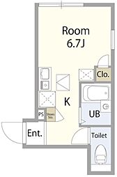 OGIKUBO GRAND 1階ワンルームの間取り