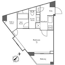 KDXレジデンス麻布仙台坂 2階ワンルームの間取り