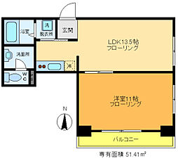 大島ビル 1LDKの間取図画像