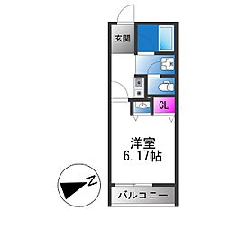 アビタシオン桃谷 1Kの間取図画像