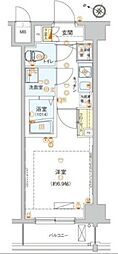 ハーモニーレジデンス池上 1Kの間取図画像