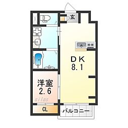 ジーイーディス 1LDKの間取図画像