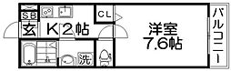ディアコート香里 1Kの間取図画像