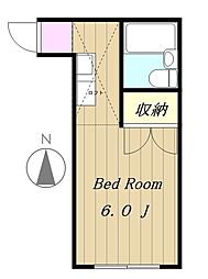 ユーハイツ 1階ワンルームの間取り