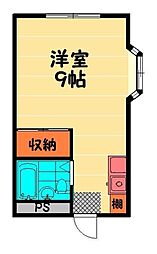 さくらコーポラス 2階ワンルームの間取り