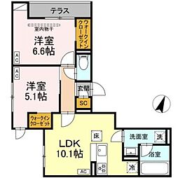 D Paina Nishimagome 2LDKの間取図画像