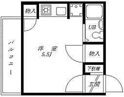 シオミプラザエイト ワンルームの間取図画像