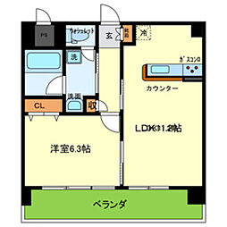 Osaka Metro今里筋線 清水駅 徒歩8分の賃貸マンション 2階1LDKの間取り