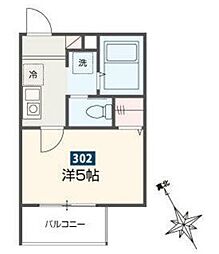 ゴールデンハウス平井 3階1Kの間取り