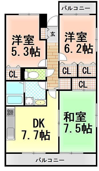 静岡県伊豆の国市寺家(賃貸マンション3DK・3階・62.81㎡)の写真 その2