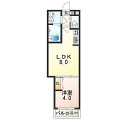 アッシュメゾン住吉2 1LDKの間取図画像