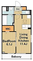 アウラティエ 1階1LDKの間取り