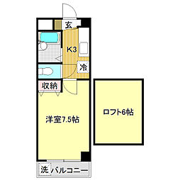 メゾン・ド・カフェイユ 1Kの間取図画像
