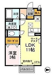 ベルウッド 1階1LDKの間取り