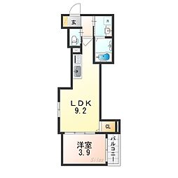 近鉄大阪線 弥刀駅 徒歩3分の賃貸アパート 3階1LDKの間取り