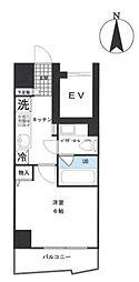 アジールコート中幸 1Kの間取図画像