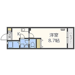リバーサイド姪浜B 1Kの間取図画像