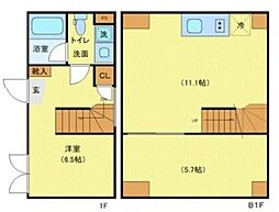 JR山手線 五反田駅 徒歩7分の賃貸マンション 1階1DKの間取り