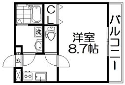クレール渚 1Kの間取図画像