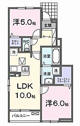 クレストール春日部B 2LDKの間取図画像