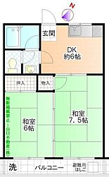 ハイブリッヂマンション 2DKの間取図画像