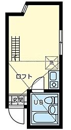 センターヴィレッジ藤崎 2階ワンルームの間取り