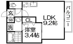 Reterasu光善寺 1LDKの間取図画像