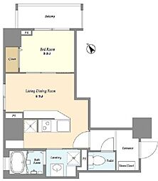 コンパルティア東長崎 9階1LDKの間取り