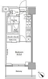 ザ・パークハビオ月島フロント 10階1Kの間取り