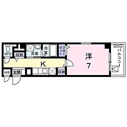 サザン京央 1Kの間取図画像