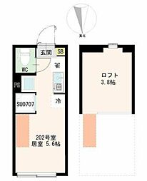 オブシディアン ワンルームの間取図画像