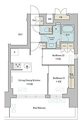 江東区深川2丁目マンション 2LDKの間取図画像