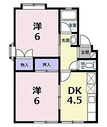 パークピュア小宮1 2DKの間取図画像