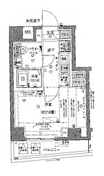 ザ・プレミアムスイート中野鷺宮 1Kの間取図画像