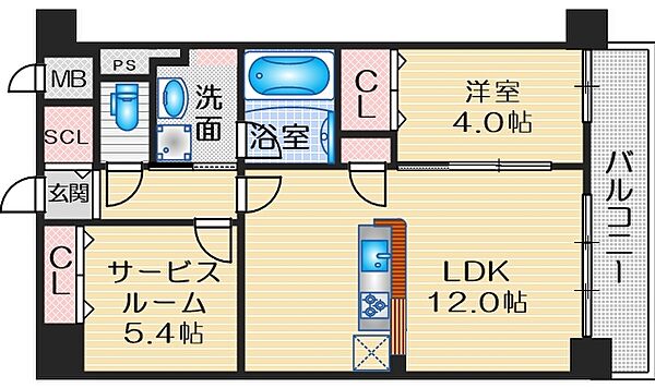 ラヴィベール江坂 ｜大阪府吹田市江の木町(賃貸マンション1SLDK・4階・51.44㎡)の写真 その2