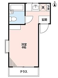 ホワイトビラ水野 ワンルームの間取図画像