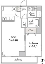 ルミーク大山 1LDKの間取図画像