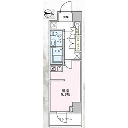 GENOVIA両国VI green veil 8階ワンルームの間取り