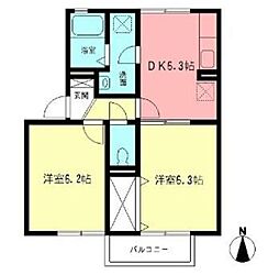 フォンティーヌ 2DKの間取図画像