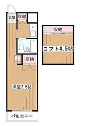 S・Tハイツ ワンルームの間取図画像