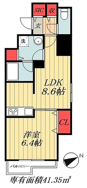 千葉県市川市南八幡４丁目(賃貸マンション1LDK・2階・41.35㎡)の写真 その2