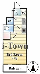 ザ・ヒルトップレジデンス 3階1Kの間取り