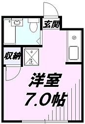 ビラメゾン国立 1階ワンルームの間取り