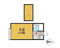 ジヴェルニィ 1階ワンルームの間取り