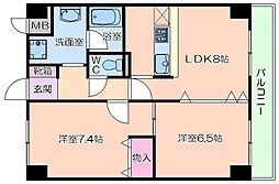 コンフォールエスティオ 2DKの間取図画像