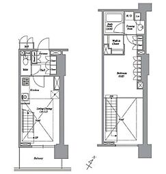 レキシントン・スクエア白金高輪 1LDKの間取図画像